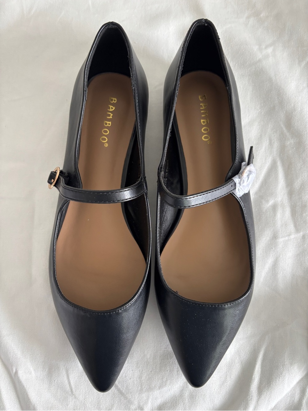 Pointed Toe Flat With Adjustable Strap Women 9 Black - Picture 3 of 8
